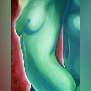 Original Oil Painting, Colorful Nude Torsos
